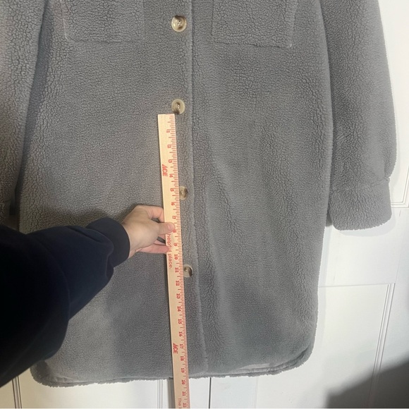 Rebecca Minkoff Long Sherpa Teddy Coat Gray Size Small Suede Lined NWT Shacket - Picture 6 of 12